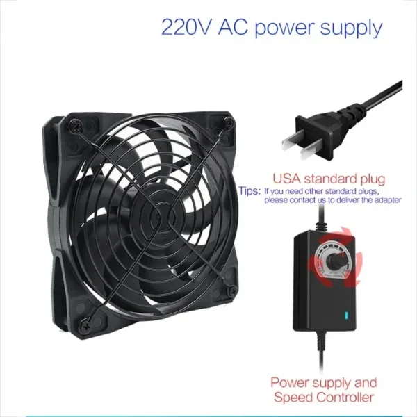 TEUCER 120mm 3000RPM Cooling Fan with Controller 12V 220V Btc Mining Machine Chassis Exhaust Fan Workstation Cabinet Server Fan