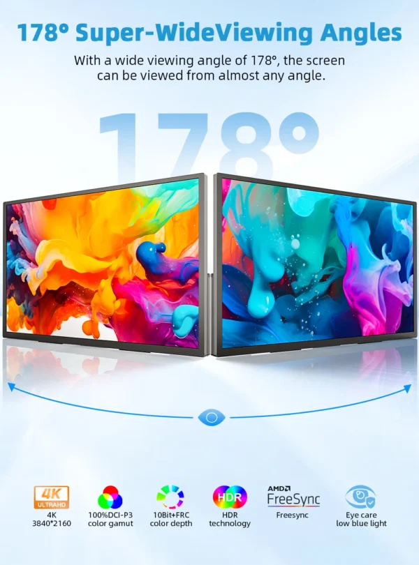 UPERFECT 18.4 inch 4K QLED Portable Monitor Gaming Computer Display Ultra-Slim Extend Screen For PS5/4 Switch Laptop PC Mac Xbox