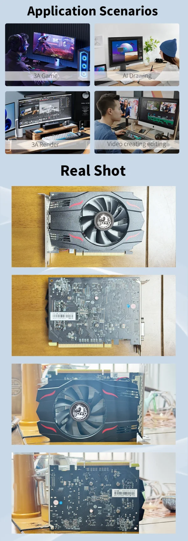 SOYO AMD Radeon RX550 4GB GPU GDDR5 14nm For Desktop PC Games Video RX560 Graphics Card 128bit RX 550 Computer Components