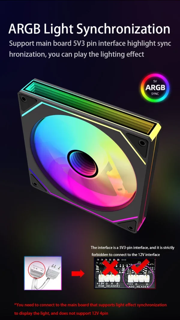 14cm ARGB Infinity Mirror PC Case Fan – 140mm Cooling Fan with PWM Silent Fan for Computer Case, CPU Cooler, Radiator