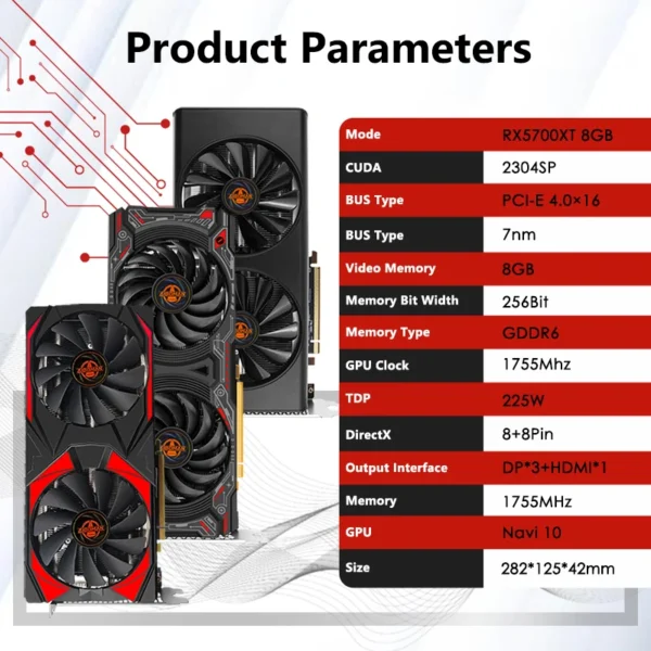 AMD Graphics card blind box RX5700XT 8GB GDDR6 256BIT AMD 2304SP 8Pin HDMI PCI-E 4.0×16 GPU Gaming graphics cards