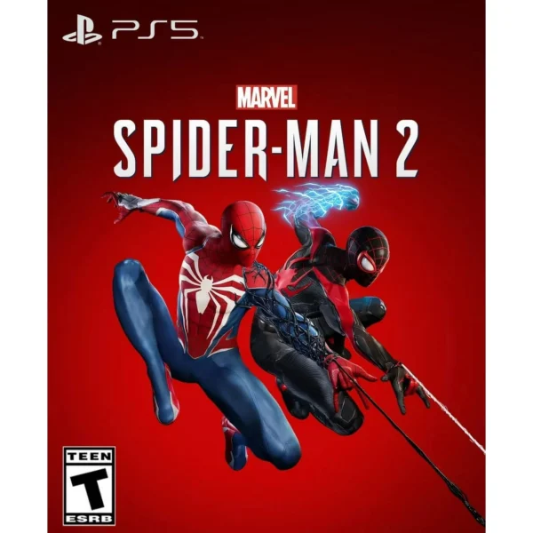 PS5 Slim Disc 2TB SSD Marvel's Spider-Man 2 Bundle, Two Controllers White and Midnight Black DualSense, Protective Case Included