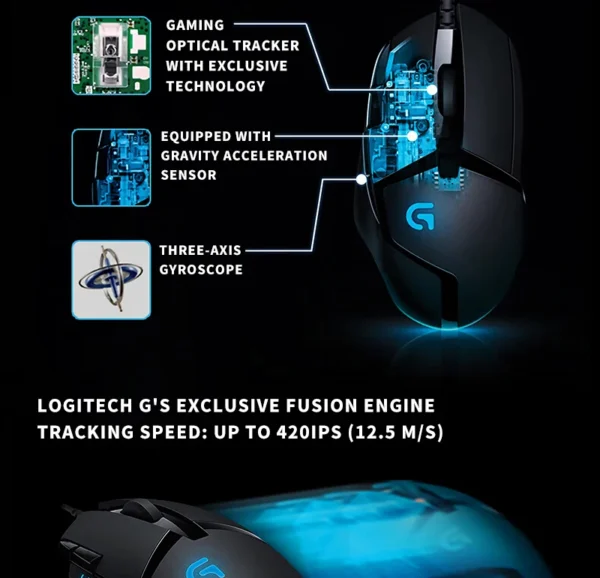 Logitech G402 Wired Gaming Mouse, Ergonomic, High Precision, Suitable for E-Sports and Office, Compatible with Laptops