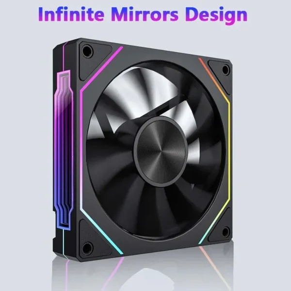 LDPCSJ Prism 4RS 120mm ARGB PC Case Fan with Infinity Mirror Design Motherboard Sync 4PIN PWM CPU Cooler Ventilador