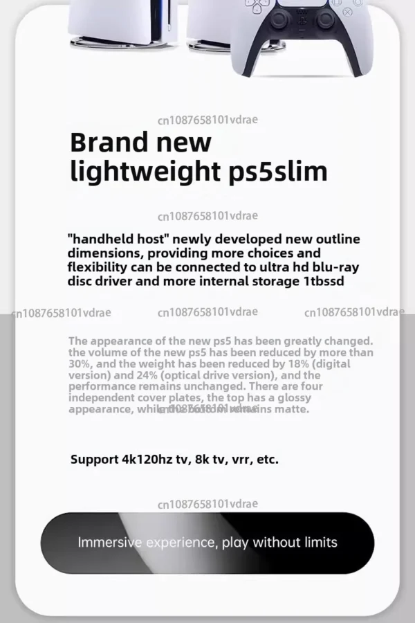 Slim Ps 5 825g Ssd Video Game Handheld  Console Used Original Ps5 for Playstation