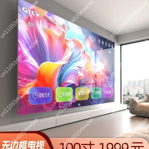 110 Inch Smart TV 4K UHD Frameless LED TV 120Hz Refresh Rate Android WiFi Voice Remote Wall Mountable