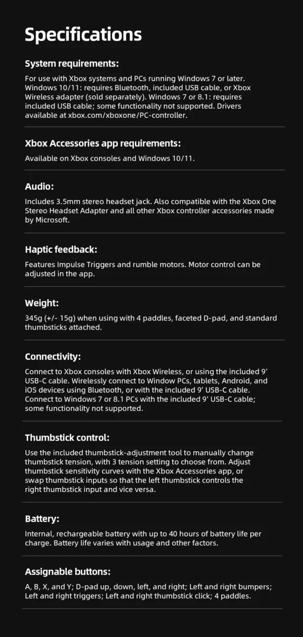 Microsoft Xbox Black Elite Wireless Controller Series 2  for Xbox Series S Xbox Series X XSS XSX 100%  Orginal 