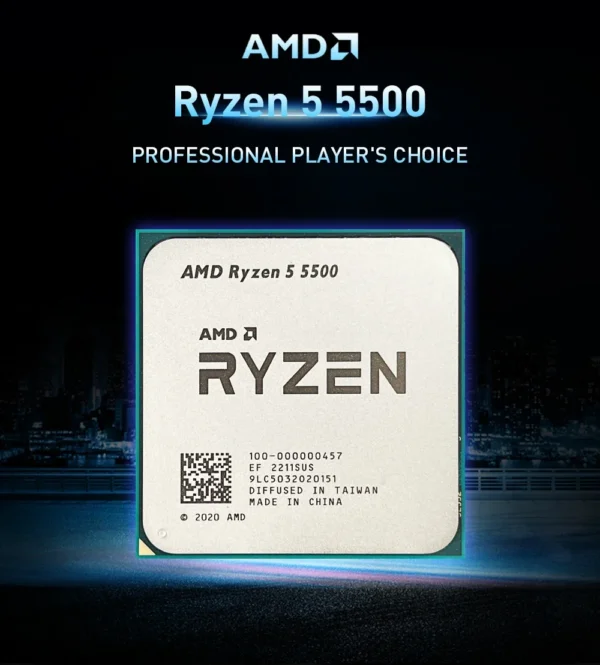 New AMD Ryzen 5 5500 R5 5500 3.6 GHz 6-Core 12-Thread CPU 7NM L3=16M 100-000000457 Socket AM4 but without cooler