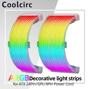 5V 3Pin ARGB Sync PC Cable 8/24PIN Motherboard Power Extension Cable Flexible LED Strip Light DIY Kit for Computer Power Supply