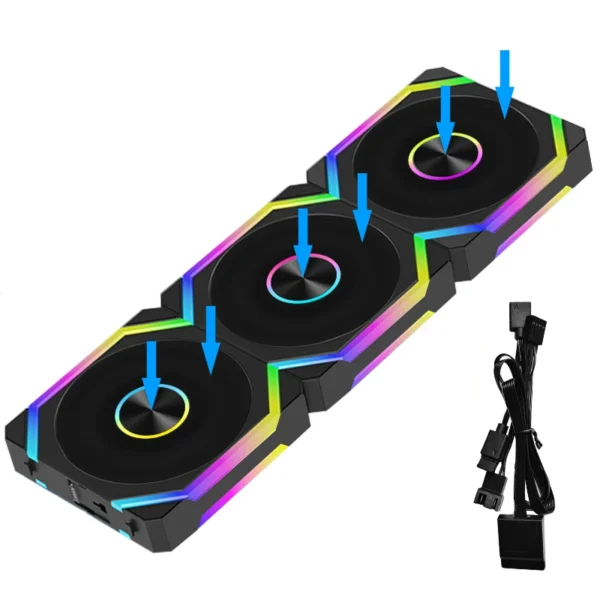 JUMPEAK HS120 Halo ARGB Cooling Fan 360mm 240mm Modular Stackable Splicing 120mm RGB Fans Kit For Gaming PC Case Water Cooler