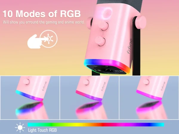 FIFINE Gaming Streaming Headset and Microphone Kit with Gain Knob/RGB/Monitor,for PC/MAC/PS4/PS5/Mixer/YouTube/Steam-AM8TP/H9P