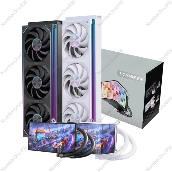 360mm Liquid CPU Cooler with 6.67 Inch LCD Screen Video Display Temperature Control ARGB Fans for Desktop PC  AMD