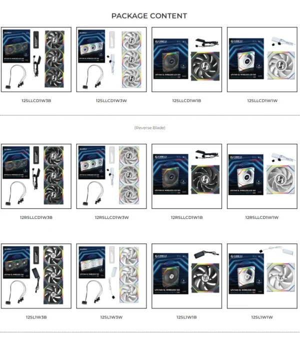 LIAN LI UNI FAN SL Wireless 120 Single Pack , Reverse Blade Triple Pack, LCD 120 Single Pack, Case fan, water cooled fan