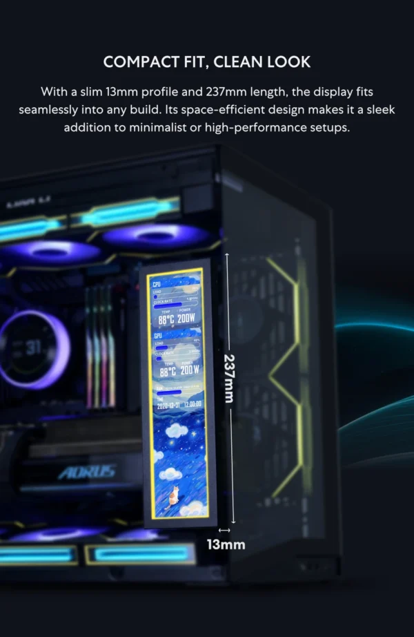 Lian-Li 8.8 Inch Universal Screen 1920x480 resolution IPS LCD Display for PC Case