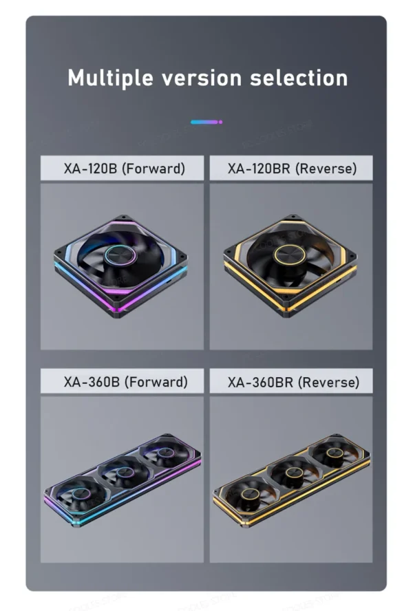 JONSBO XA-360/120 12CM ARGB Case Fan (Dual Bezel Lighting Effect/Color Blocking/Aura Sync/PWM Male/Female Connectors)