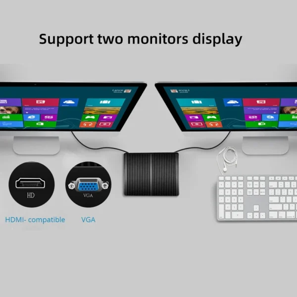 XCY Fanless Mini PC Intel Core i7 4500U i5 5200U 300M WiFi Gigabit Ethernet 8x USB VGA HDMI Display Windows 10 Linux HTPC