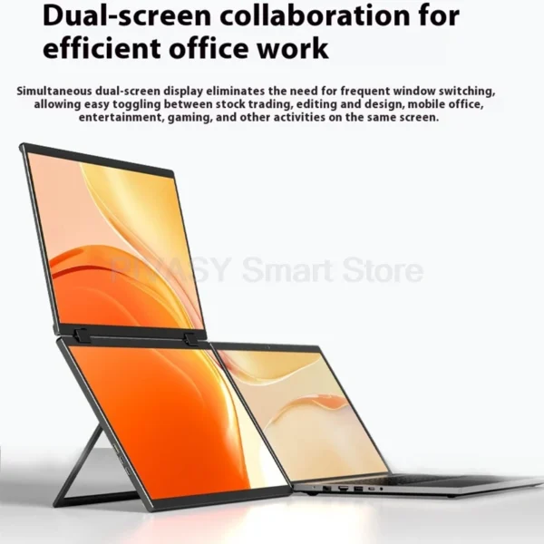 15.6 Inch Dual Screen Portable Monitor for PS5 Switch Hosts HD 1080P PC Secondary Screen 360° Rotation One-Cable LCD IPS Panel