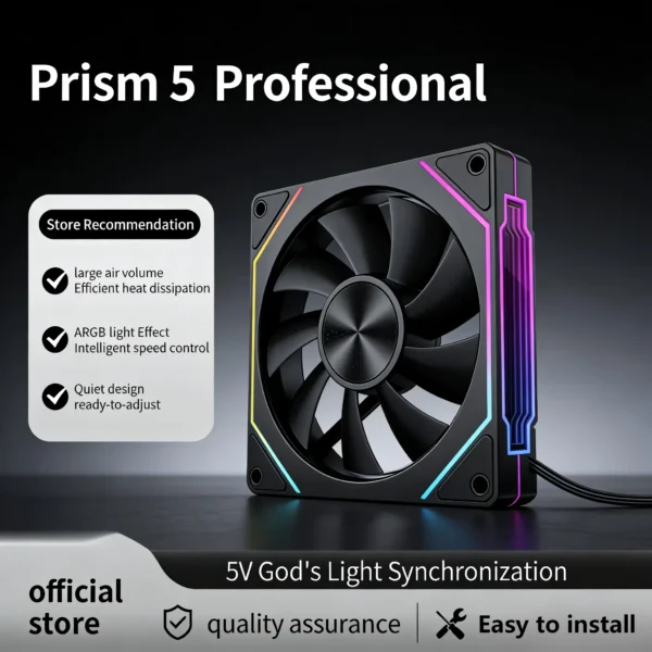 LDPCSJ Prism 4RS 120mm ARGB PC Case Fan with Infinity Mirror Design Motherboard Sync 4PIN PWM CPU Cooler Ventilador