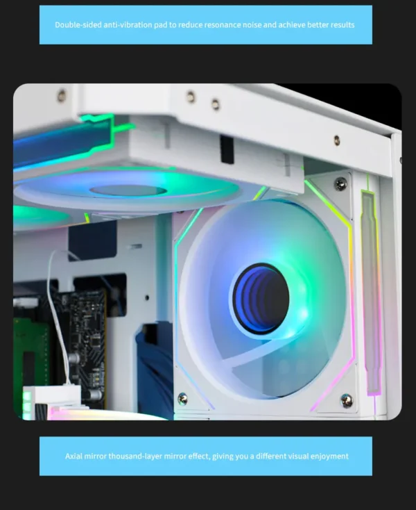 Coolcirc Cableless PC Case Fan 12V/4Pin PWM 800-1800RPM Silent 5V/3Pin ARGB Triple Pack 120mm Ventilator Use for Water Cooling