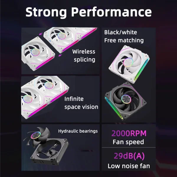 TEUCER DL-2 120mm PC Case Fan Wireless splicing Hydraulic bearing Quiet Infinity Mirror ARGB Fan for Gaming PC Case Water Cooler