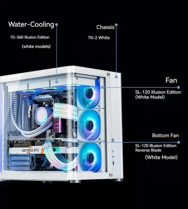 Jonsbo SL-120 12CM Case Fan 120mm 5V 3Pin ARGB Light Effect PWM Forward/Reverse Cooling Fan  High Air Volume Slient Fan