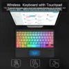 RGB Rainbow Backlit Wireless Bluetooth Keyboard Touchpad and Mouse Wireless Spanish Korean Keyboard for iPad Laptops Tablet PC