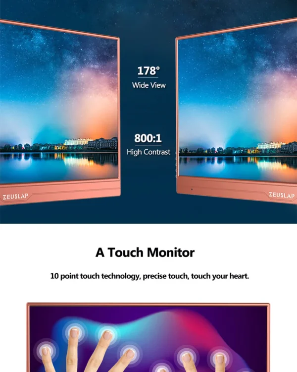 ZEUSLAP 15.6inch touching utrathin portable monitor remote control for phone, laptop, nintendo switch,steamdeck second screen