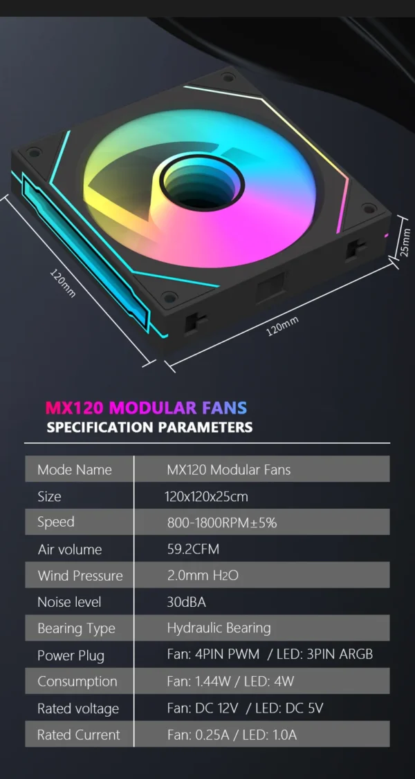 JUMPEAK MX120 240mm Modular Wireless Splicing PC 120mm Case Cooling Fan ARGB Infinite Mirror Effect For Computer Water Cooler