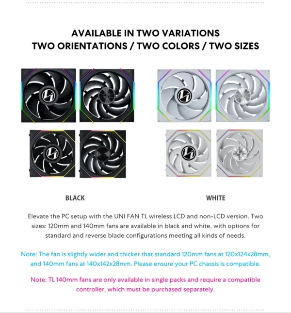 Lian-Li UNI FAN TL Wireless LCD 140 Single Pack NO CONTROLLER