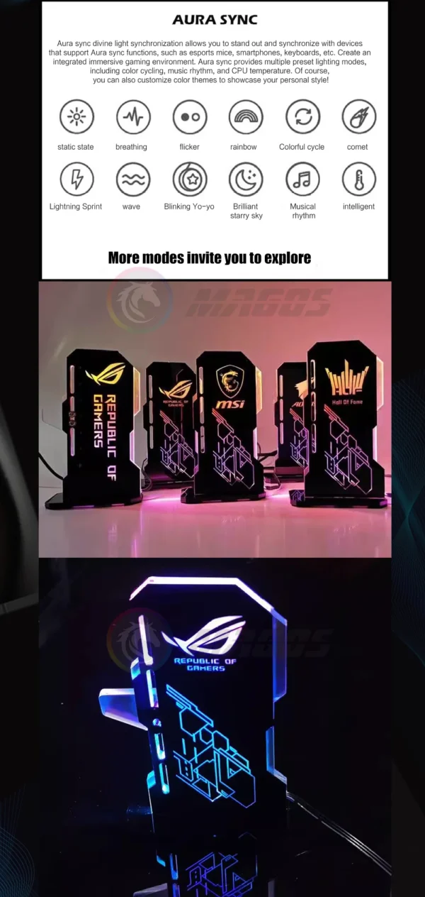 4090 GPU Holder Jack Support 40 Series VGA Bracket RGB Flow MSI AORUS ROG TUF Belief Anime Characters PC Assemble MOD