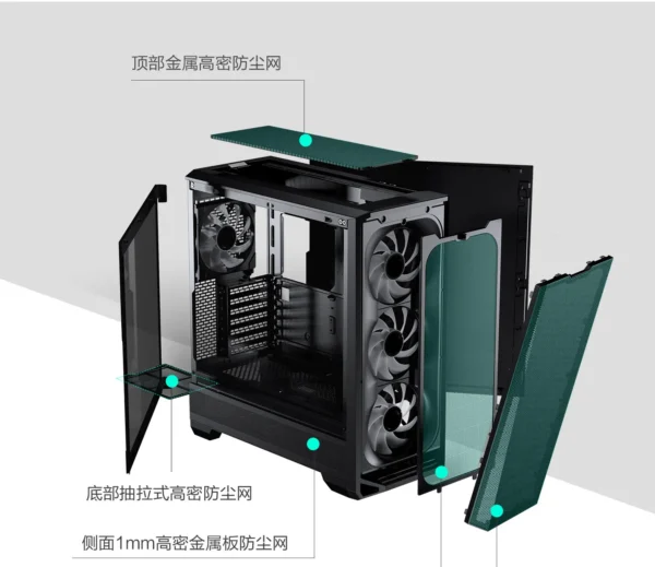 ATX Main Board Computer Glass Side Water Cooling Fan Chassis (140 Building Block Fan * 4/mesh Panel/360 Water Cooling Position)