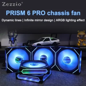 ZEZZIO Prism 6 pro 12cm ARGB Sync 4PIN PWM Computer Chassis Fan Quiet Cooling with Fluid Bearing 800-1600 RPM Case Fan
