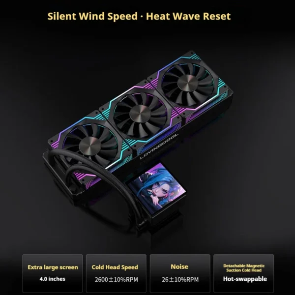 LOVINGCOOL DP-01 360/240 CPU liquid cooler radiator 4.0-inch super large frameless full screen diy water cooler