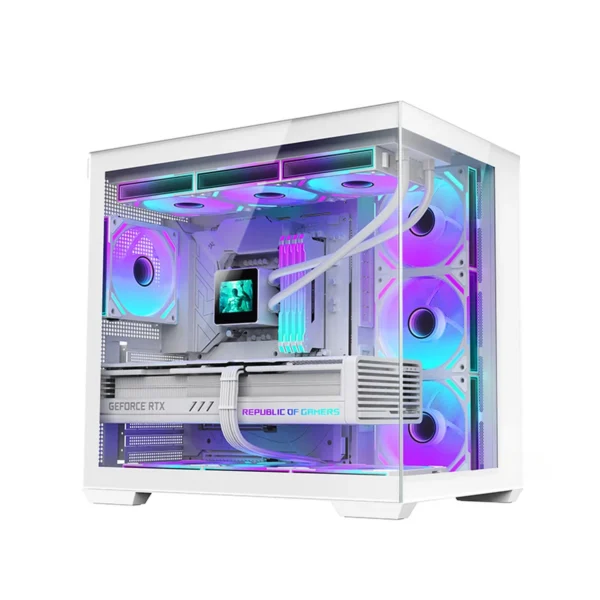 White Panoramic Sea View Room Chassis (360 Water Cooling/10 Fan Positions/ATX/Type-C Interface)