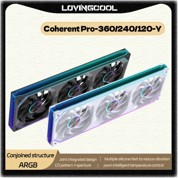 LOVINGCOOL Coherent Pro-360/240/120 ARGB digital display PC fan computer case Siamese Building block fan Integration