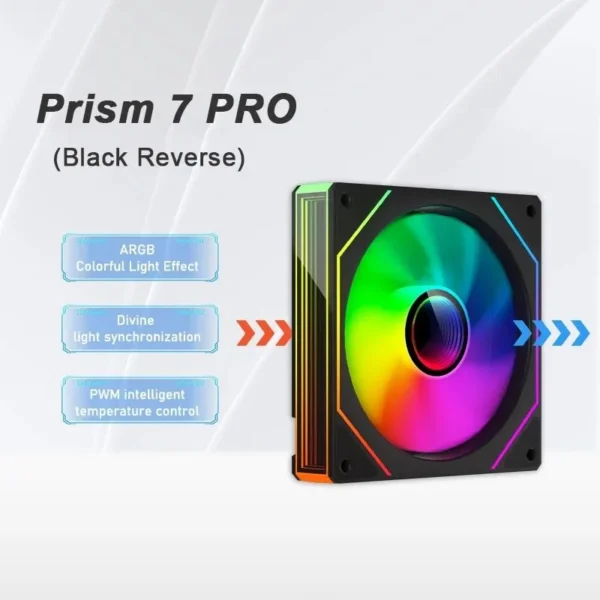LDPCSJ PRISM 4 PRO Computer Chassis Fan 12cm ARGB 4 Pin PWM Quiet Cooling Fan 12V Large Air Volume 45.2CFM/600-1500RPM