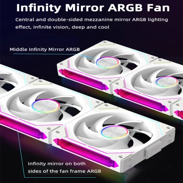 TEUCER DL-2 120mm PC Case Fan Wireless splicing Hydraulic bearing Quiet Infinity Mirror ARGB Fan for Gaming PC Case Water Cooler