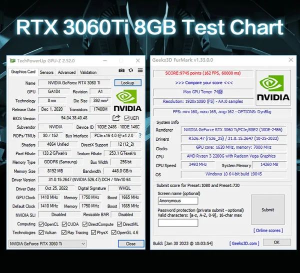 MLLSE RTX 3060Ti 8GB Graphics Card GDDR6 256Bit PCI Express 4.0 ×16 8Pin NVIDIA GPU Rtx 3060Ti Gaming Video Card Placa De Video