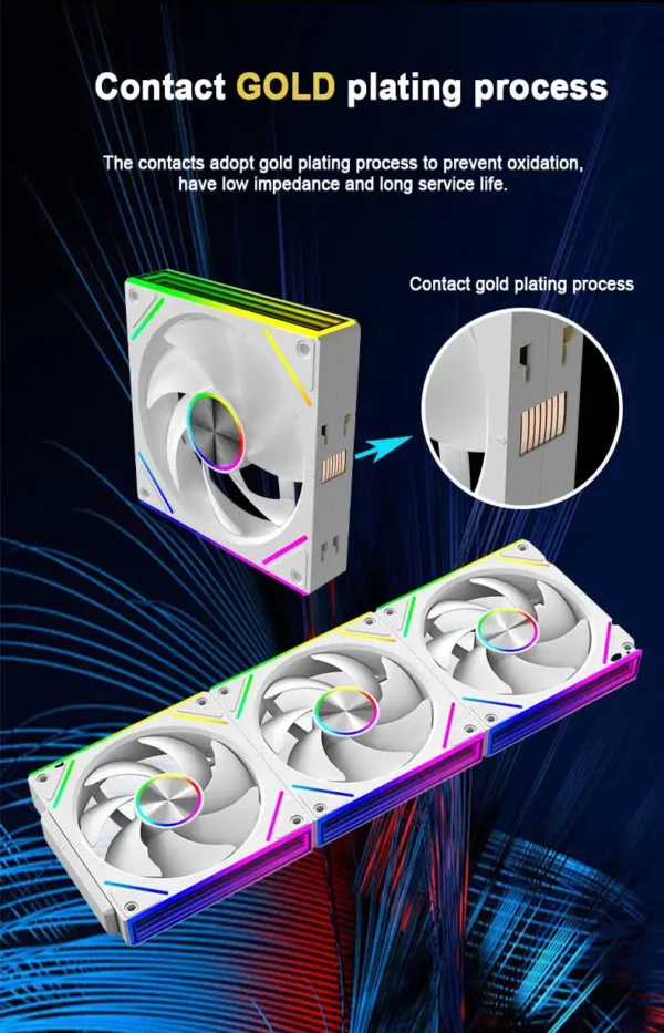UPSIREN WF-3 120mm Wire-free splicing case fan motherboard light synchronization 4PIN PWM Center axis CD texture design 12CM