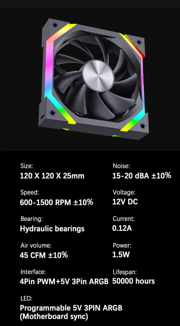 UPSIREN ZF-120 PC Fan ARGB 120mm 4Pin PWM Quiet Cooling Computer Case Fan 12V Large Air Volume gaming accessories ventilador