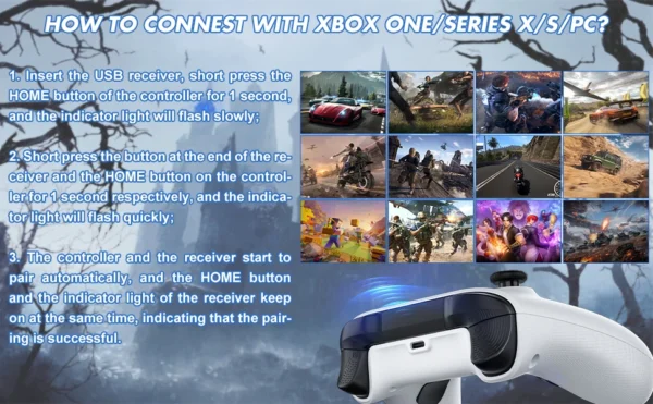 Gaming Controller for Xbox One/Series S/X/PC Console Joystick Wireless 2.4G Remote Control Gamepad supports Windows 7/8/10 Above