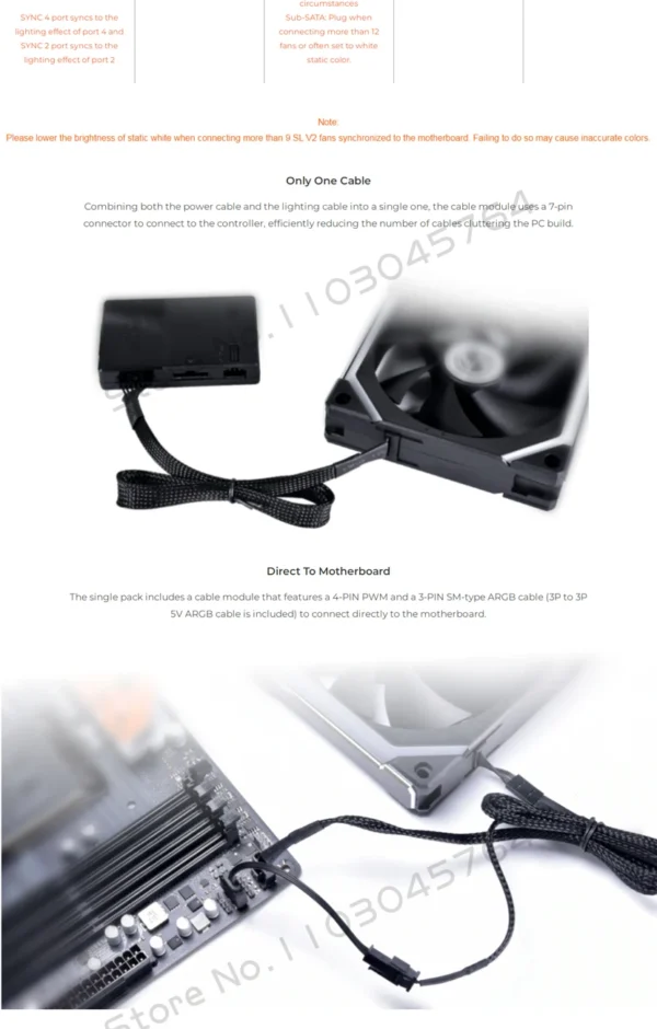 LIAN LI UNI FAN SL V2 SL120V2 Reverse Blade 10% Performence Upgraded Version RGB Fan, Single Pack, Black/White