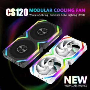 JUMPEAK CS120 ARGB Cooling Fan 240mm Modular Stackable Splicing PWM Silent 120mm RGB Fans For Gaming PC Case CPU Water Cooler