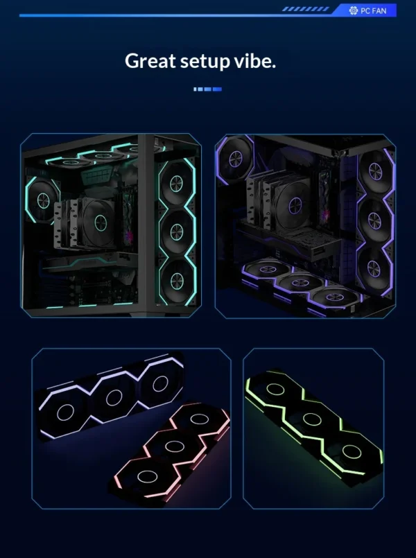Hifrost Ice Chain Modular 120mm ARGB PC Case Cooling Fans Wireless Thermostatic Sync Lighting For Gaming Chassis CPU Cooler
