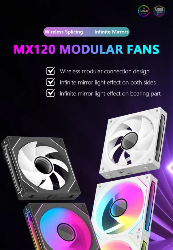 JUMPEAK MX120 240mm Modular Wireless Splicing PC 120mm Case Cooling Fan ARGB Infinite Mirror Effect For Computer Water Cooler