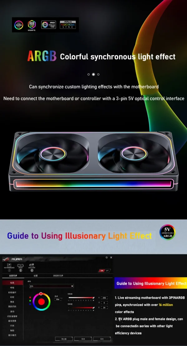 JONSBO ZA-120/240/360 Case Cooling Fan ARGB 12cm Connected Building Block Fan PWM Silent Chassis Fan