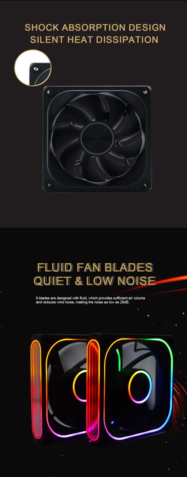 MANMU Case Fans Air Cooling Fixed Color Rainbow Rgb Cooling Fan 120mm Computer Case Cooling Fans 2pin