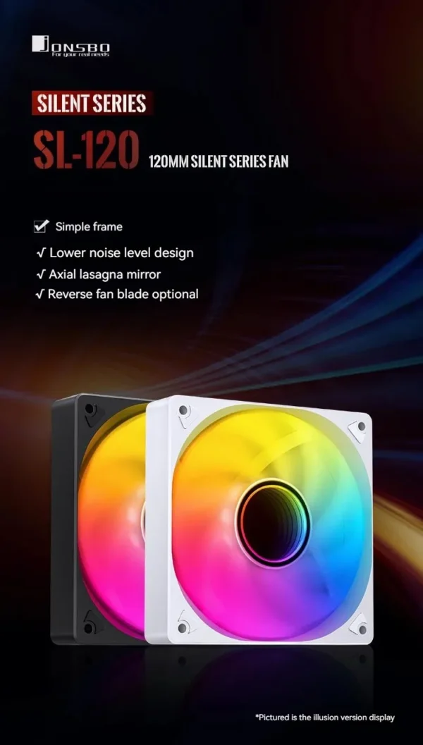 Jonsbo SL-120 Case Fan 120mm 5V 3Pin ARGB Light Effect PWM 600-1500RPM Cooling Fan 12cm High Air Volume Slient Fan