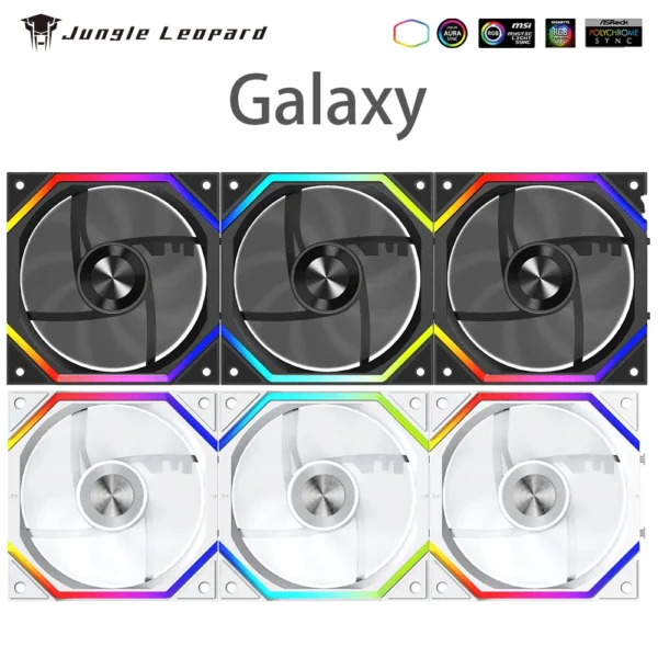 Jungle Leopard Galaxy Prism XH Flowing Running Lights‌ PC Case Fan Splicing fan ARGB chassis fan 12CM cooling fan 5V3 pin PWM