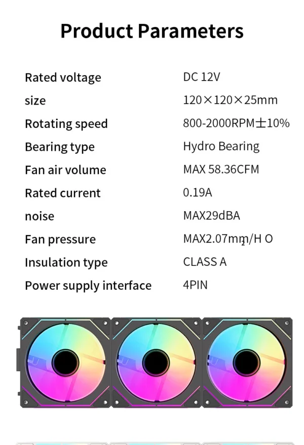 Coolcirc DL-1 120mm PC Case Fan 800-2000rpm PWM Hydro Bearing Silent 5V3Pin ARGB Water Cooler Magic Cableless Cooling Ventilator